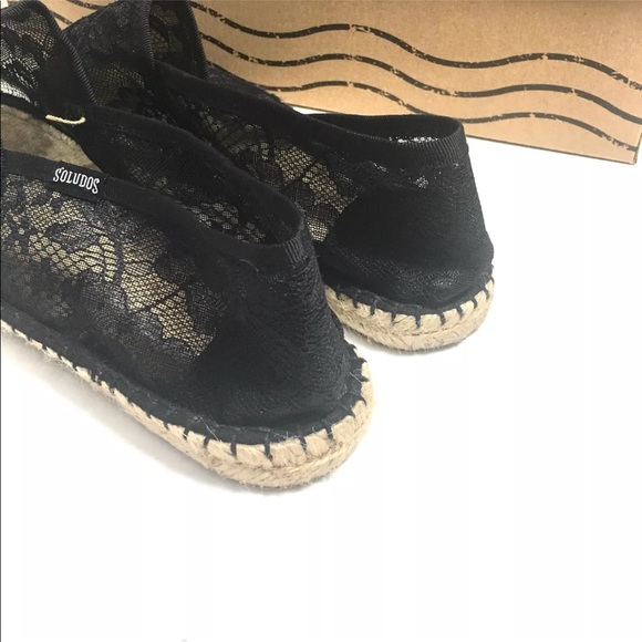 Soludos Woman’s Black Lace Espadrilles Size 39 - Picture 3 of 4